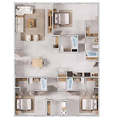 Floor plan for 3 beds, 4 baths, 1856 sqft